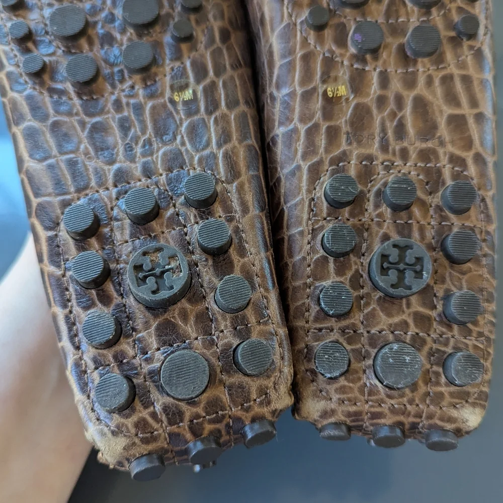 Tory Burch Kendrick Brown Croc Leather Driving‎ Loafers 6.5